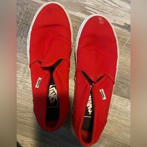 Red Vans slip on Sz 8